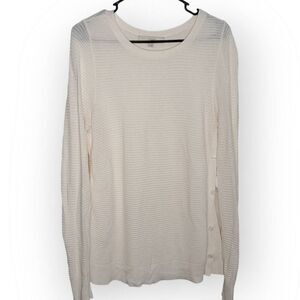 Ann Taylor LOFT Women's Cream Long Sleeve Sweater w/Side Buttons size Medium